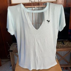 Victoria secret Pink V-neck T-shirt light blue sz M